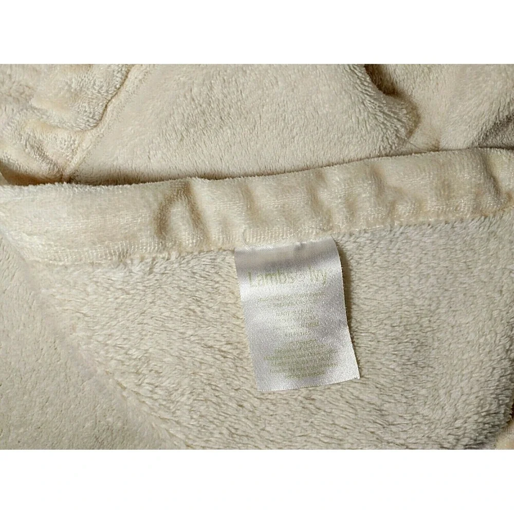 Lambs & Ivy Beige Off White Bird Mushroom htf Baby Blanket SOFT Lovey 30x40 EUC